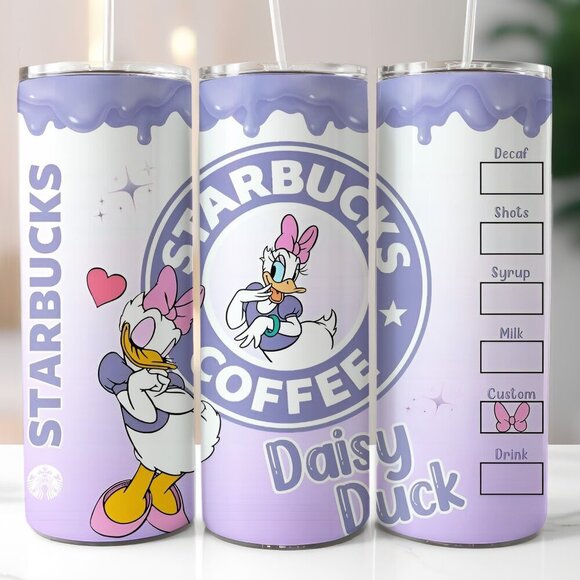 Daisy Duck Purple Drip Coffee House 20oz Skinny Tumbler - Picture 1 of 4